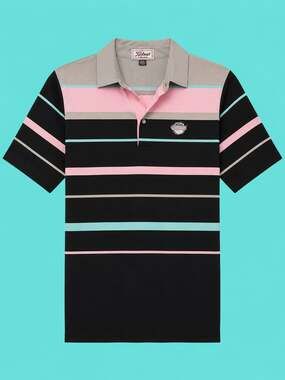 The Titleist Collection Men's Striped Polo Shirt with Lake Forest Country Club
